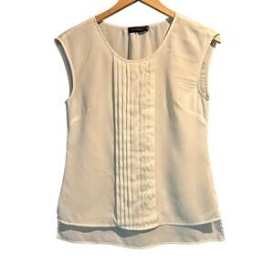 The Limited Size XSmall White Sleeveless Blouse Front Pleats Layering Piece Work